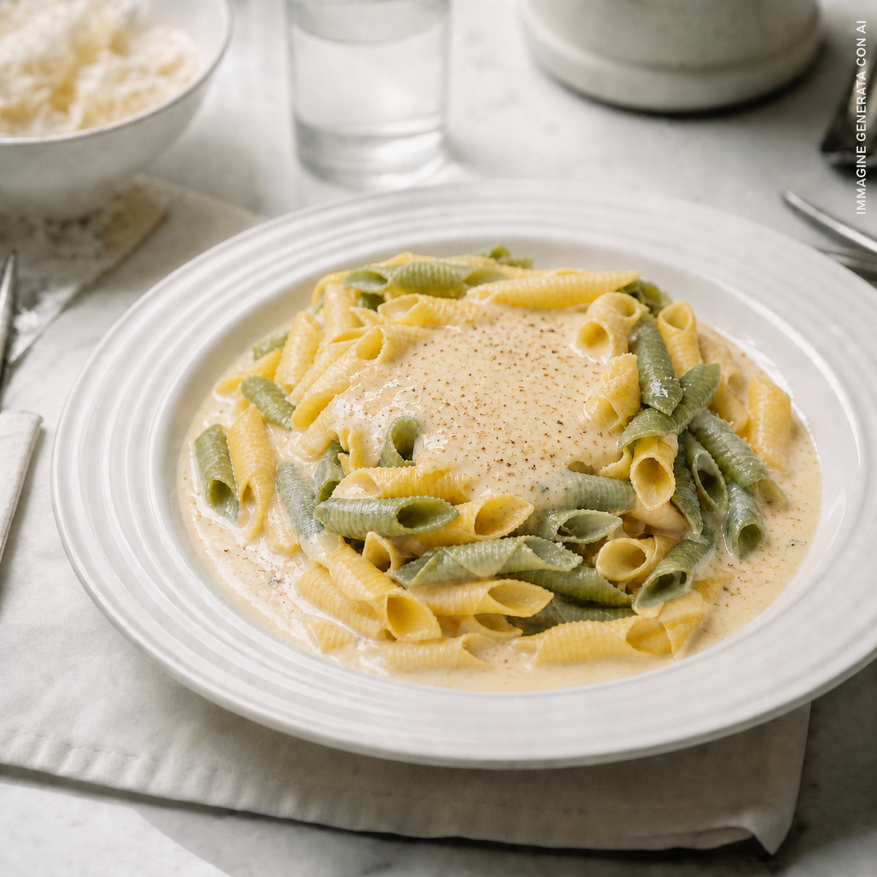 Piatto finito di pappardelle al gorgonzola