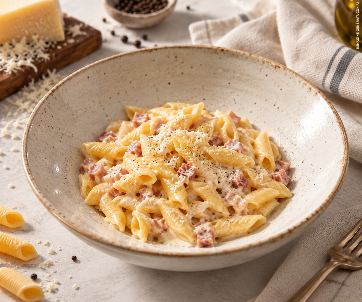 Piatto finito di pappardelle al gorgonzola