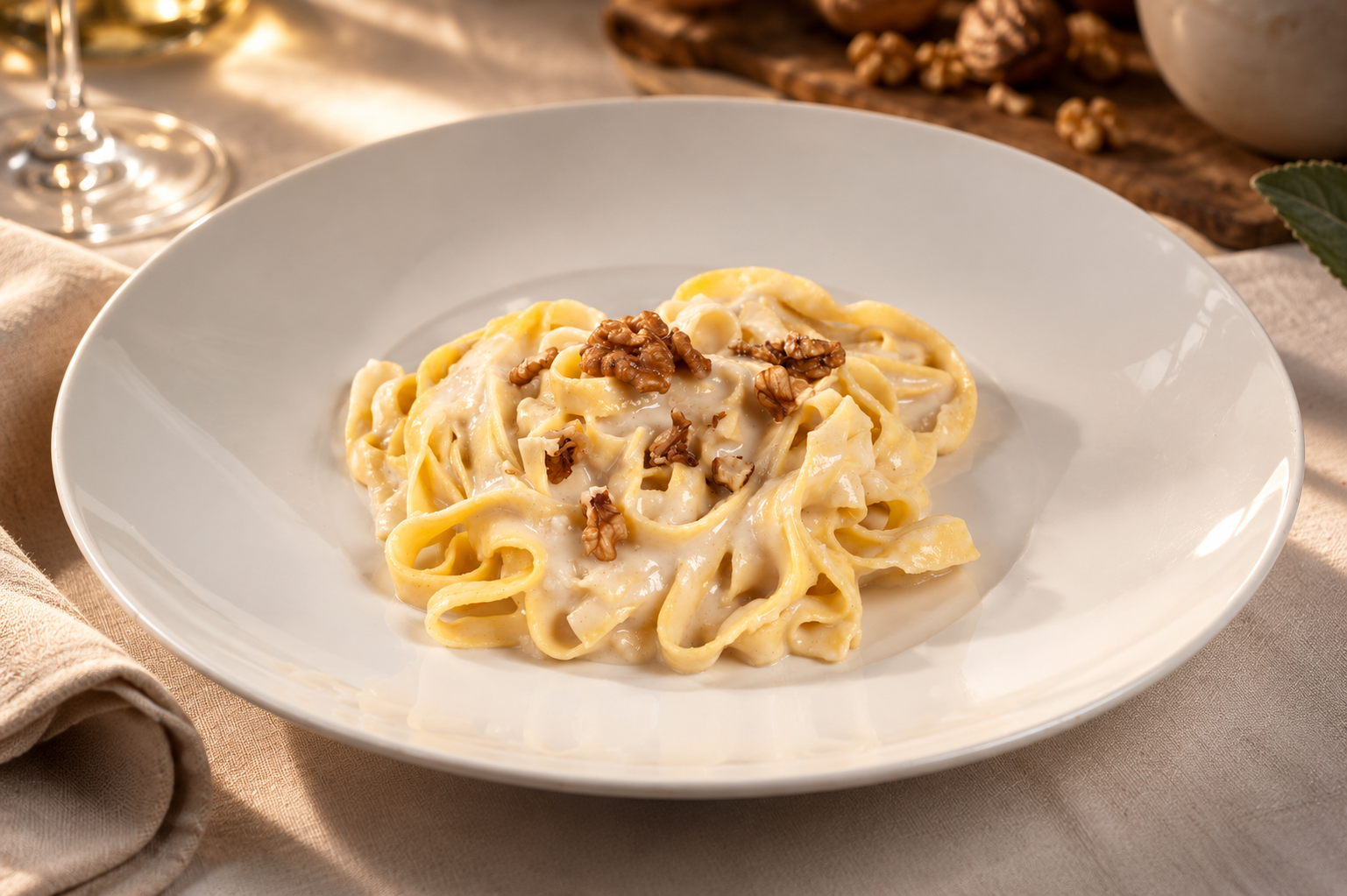 Piatto finito di pappardelle al gorgonzola